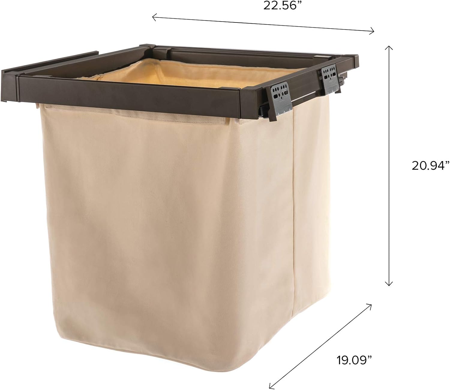 NewAge Products Home Cabinet 24 in. Pull-Out Laundry Hamper Basket, Steel Alloy Frame with Durable Canvas Bag, Beige, 80642