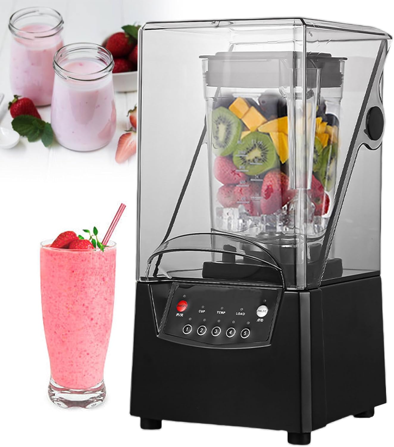 Commercial Blender Smoothie Maker - 2200 W Professional Ice Crusher with Sound Enclosure, 5 Preset Programs & 1.8 L Capacity, for Coffee Shops, Restaurants, Shakes, Smoothie Drinks