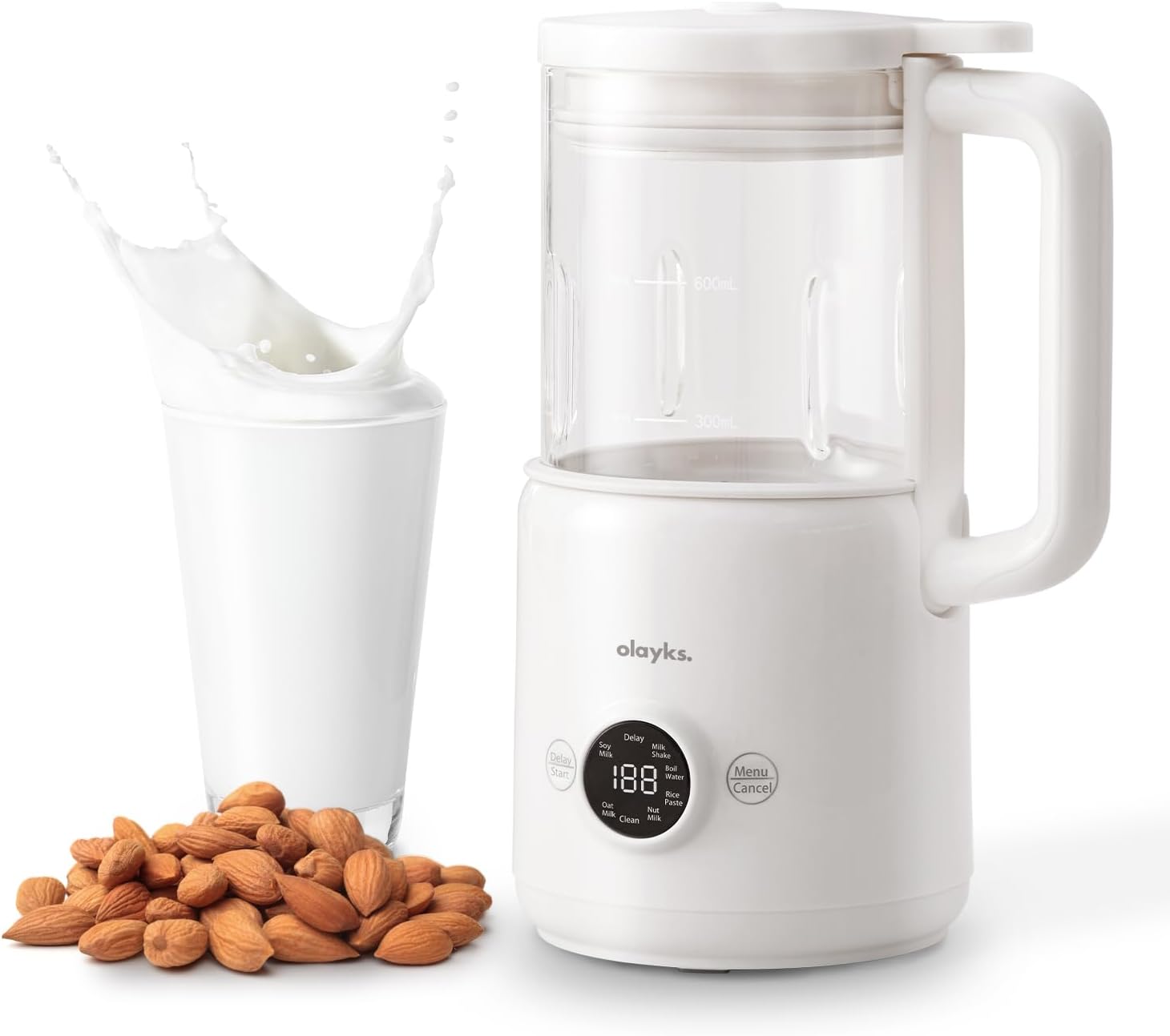6 in 1 Automatic Nut Milk Maker Blender, 20oz Homemade Soy Milk Maker for Plant-Based Milk, Coconut, Oat, Almond, Non-Dairy Beverages with Timer, Keep Warm, Boil Water, Self-Cleaning