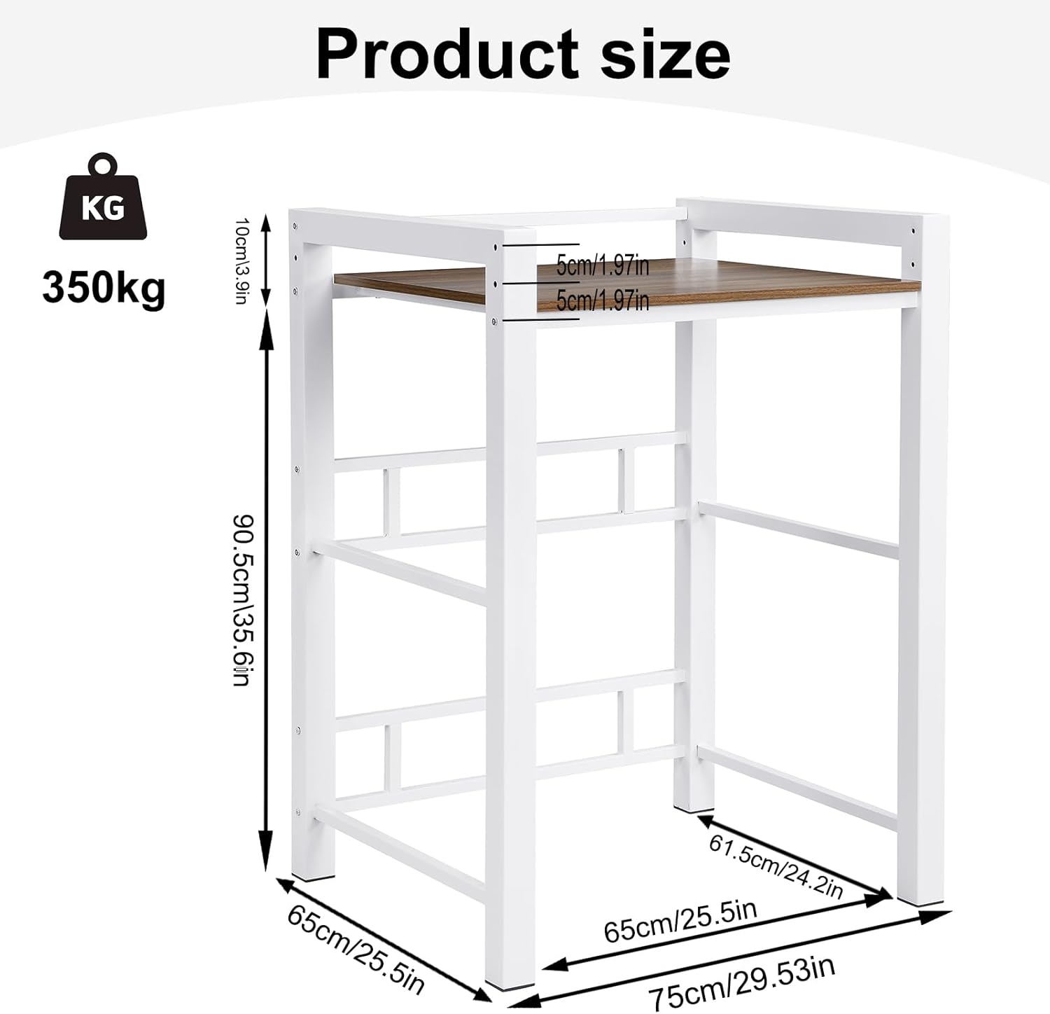 Washer Dryer Stacking Rack Stand, Portable Stacking Washer Dryer Stand, Storage Shelf Washing Machine Shelf,Over The Washer and Dryer Shelves Space Saving,Load-bearing 350kg. (White)