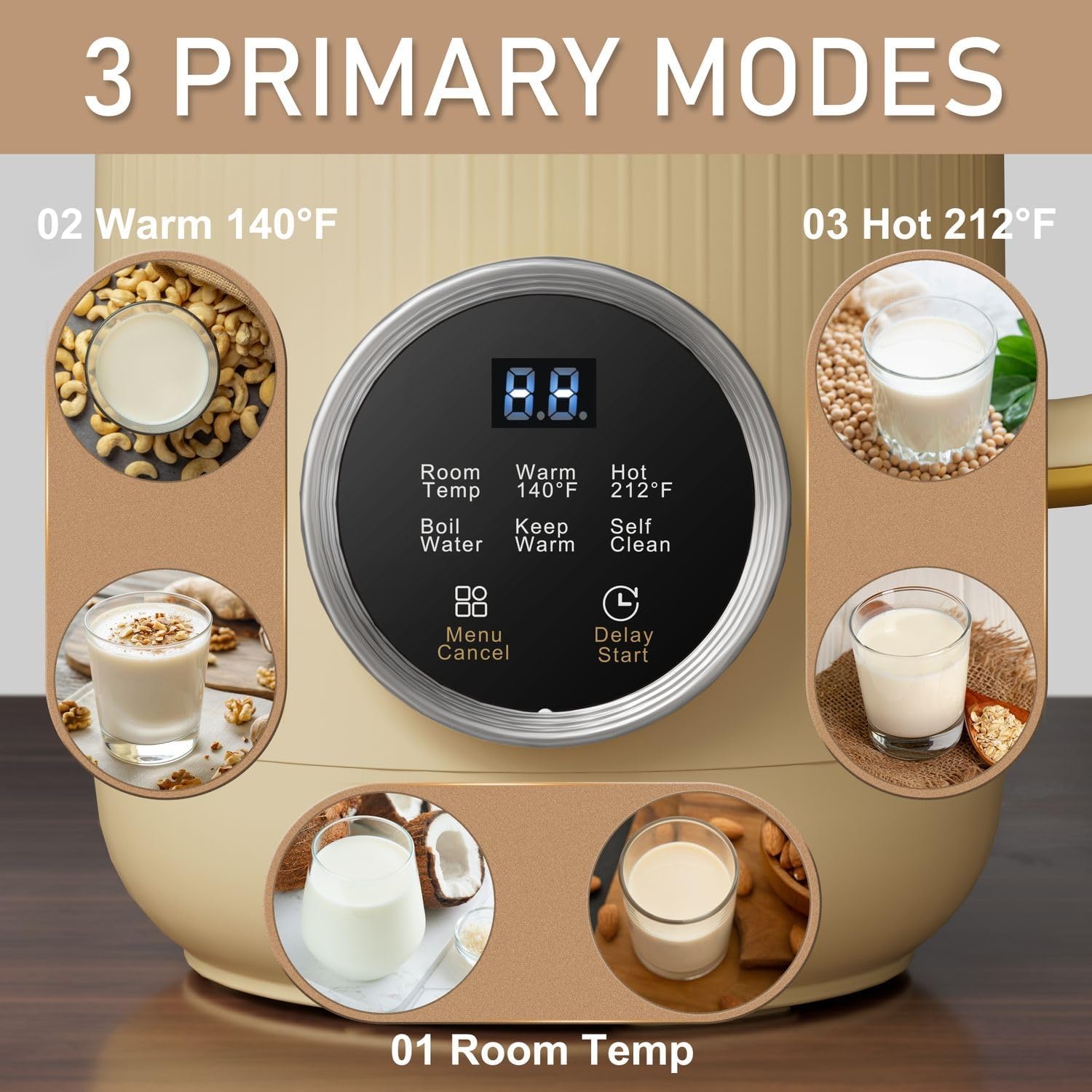 𝟲 𝗶𝗻 𝟭 Nut Milk Maker, 20 oz(600ml) Homemade Almond, Oat, Soy, Coconut, Plant Based and Non Dairy Beverages, Milk Blender Machine with Delay Start, Keep Warm, Boil Water, Self Cleaning