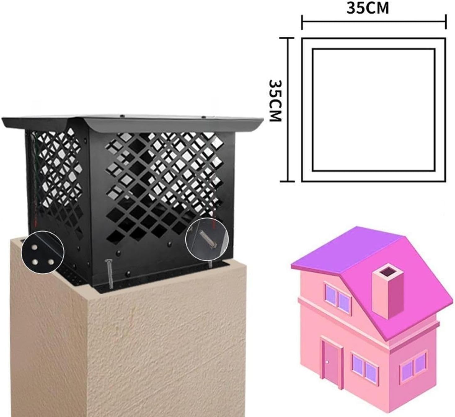 Chimney Cap, Exhaust Pipe for Chimney Pots,Replace,Rain Resistant, Heating Cool Air Vent Roof Vent Cap Chimney Cover