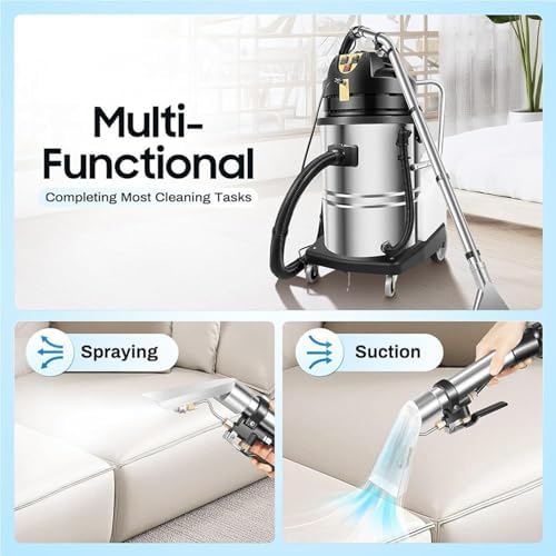 Professional 3-in-1 Commercial Carpet Cleaning Machine, 40L Portable Extractor Vacuum & Floor Brush, Wet Dry Spraying Cleaner for Deep Cleaning & Stain Removal