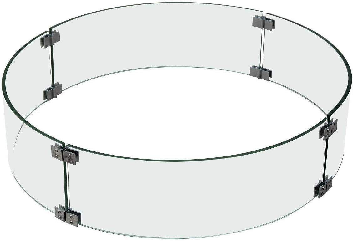Elementi Outdoor Boulder Fire Pit Table Tempered Glass Wind Screen Durable Round 25 x 25 x 7 inches Wind Guard Fence Sturdy Heavy Duty Firepit Accessory Stainless Steel Attachment Clips Included