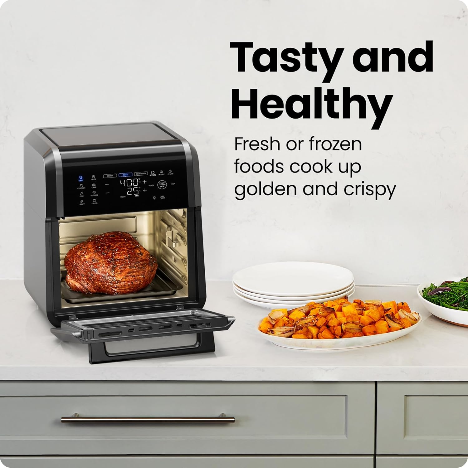 Chefman 12-Quart 6-in-1 Air Fryer Oven with Digital Timer, Touchscreen, and 12 Presets - Family Size Countertop Convection Oven, Dishwasher-Safe Parts