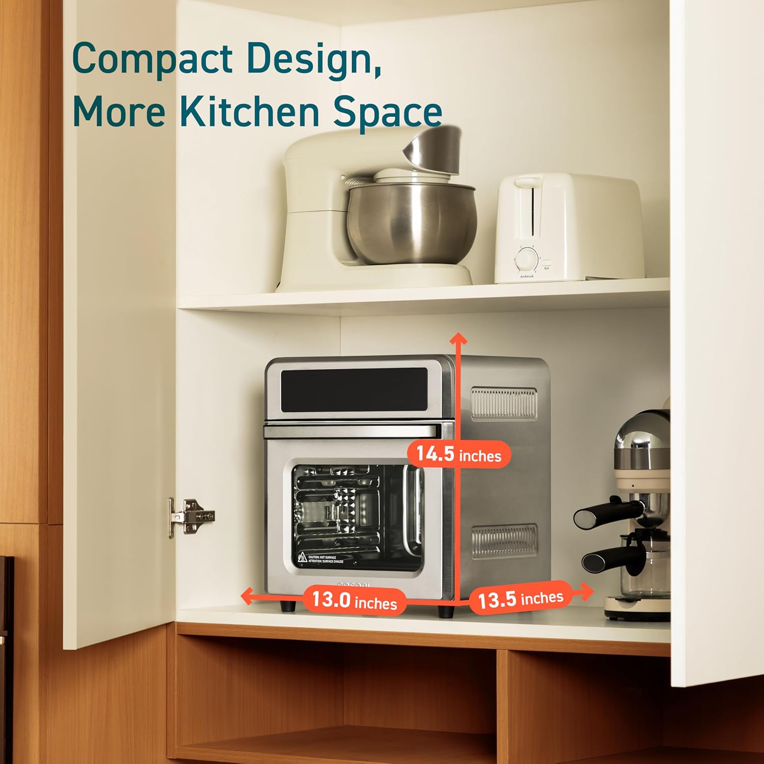 COSORI 11-in-1 Air Fryer Oven , 13Qt Small Footprint Airfryer combo with Rotisserie, Toast, Bake, Roast, Reheat Functions and more, Recipe Book & 6 Accessories Included, Perfect for Small Contertop