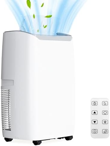 12000 BTU Portable Air Conditioner, 3-In-1 (Cool/Dehumidify/Fan) Portable AC Unit with Remote, LED Touch Control & 24H Timer, Air Conditioners Cools Rooms Up to 550 Sq.Ft for Home, Office & Dorm Room