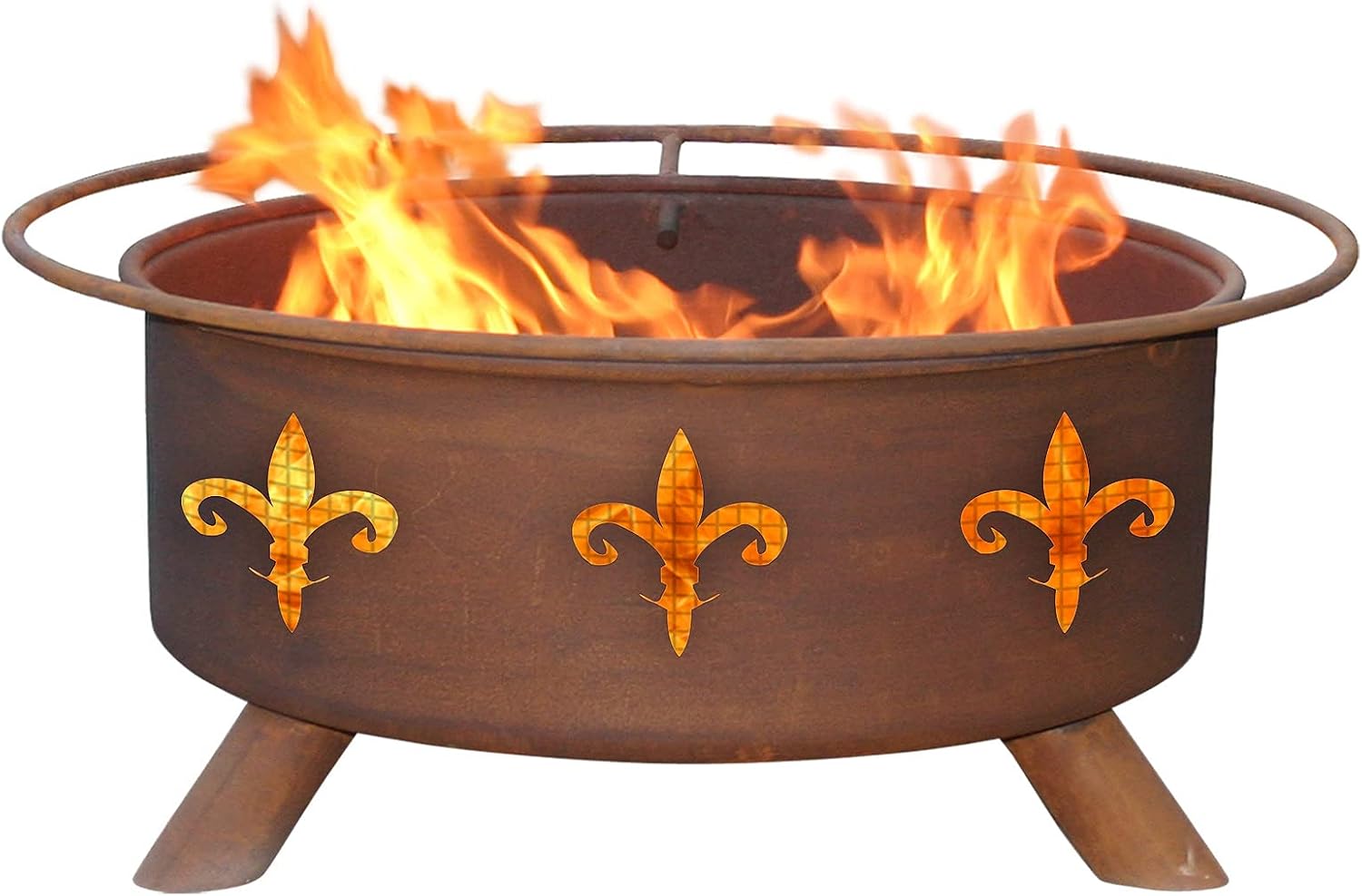 Patina Products F124 Fleur De Lis Steel Outdoor Fire Pit - 24 x 24 x 11 inch - Natural Rust Patina Finish