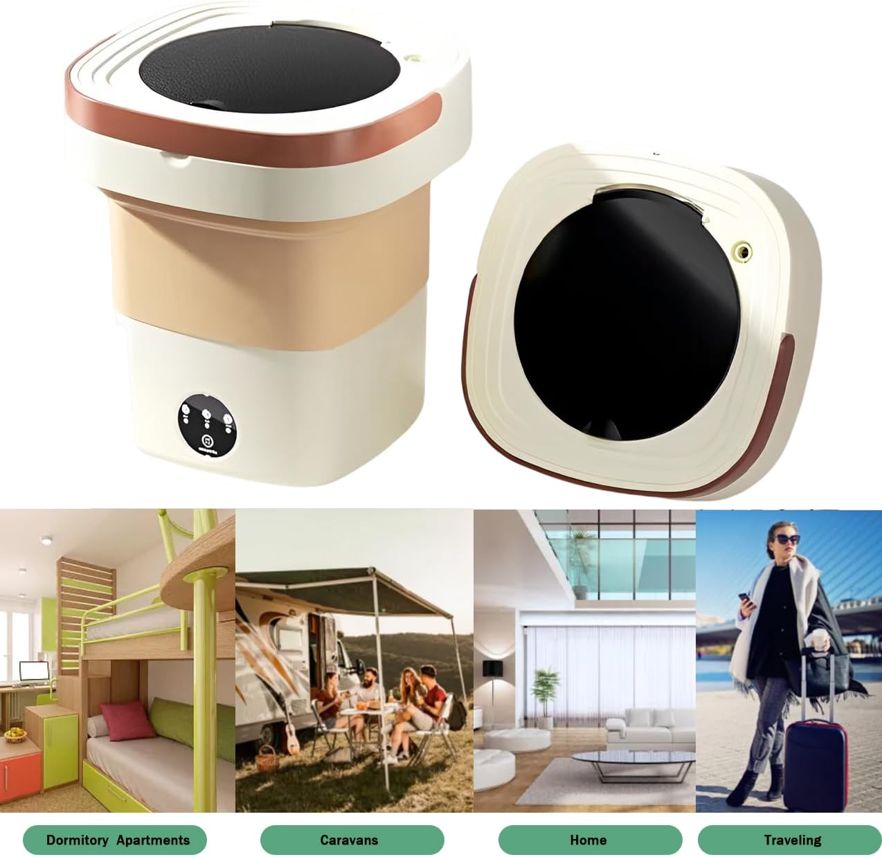 Updated Model Portable Washing Machine Mini Foldable Washer Machine 10L Large Capacity, with Drainage Basket,for Baby Clothes,Underwear or Small Items,for Apartment Camping RV or Travel