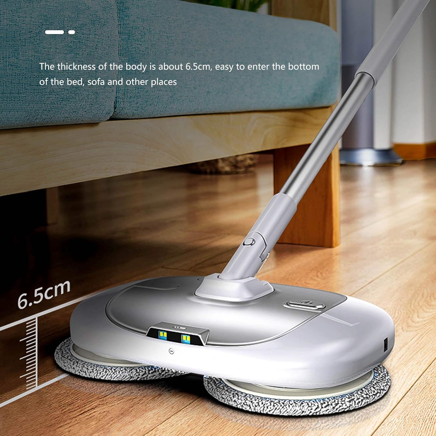 Household Electric Mop Cordless Cleaning Mop Tile Cleaner and Hardwood Floor Cleaner Household Multi-Function Steam Cleaner with LED Light to Illuminate Dark Corners White