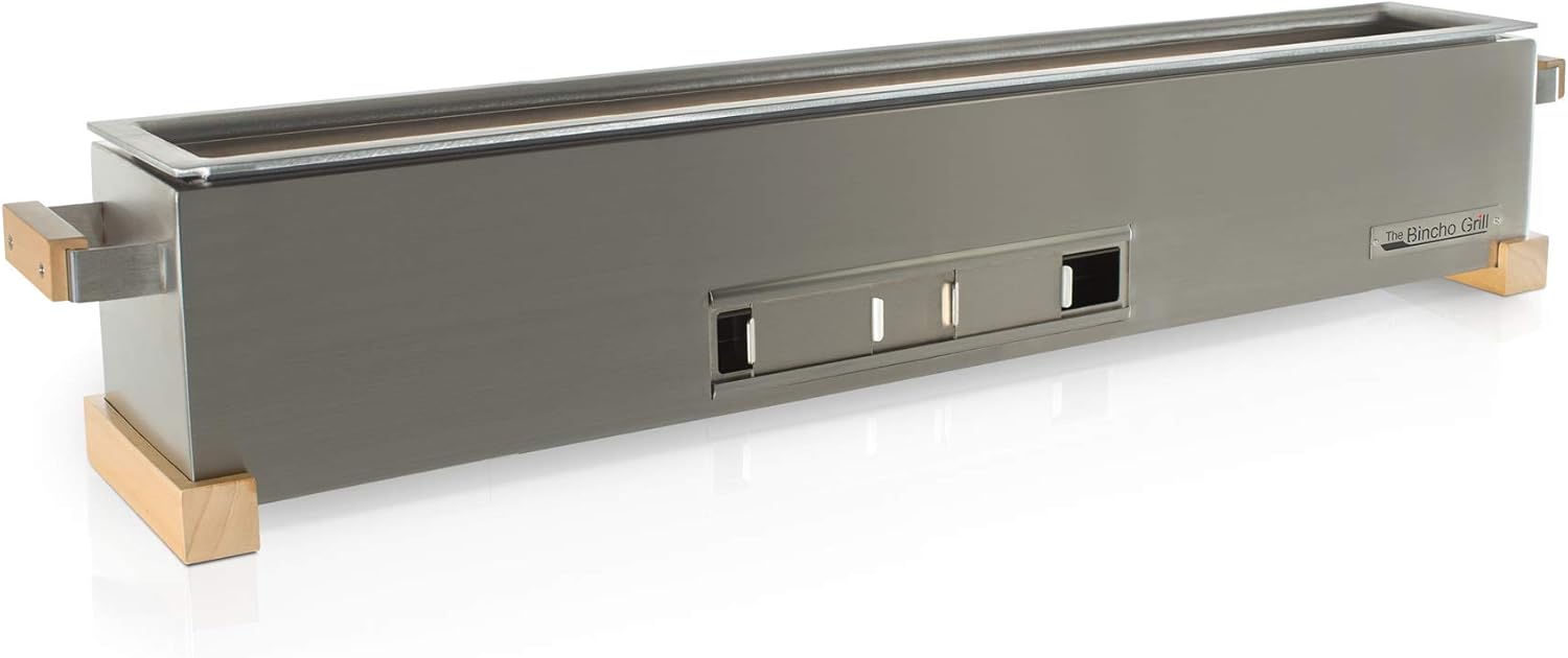 The Bincho Grill GR915L Yakitori Charcoal Grill, 36” Japanese Style Tabletop Robata BBQ – Stainless Steel, Commercial Grade Binchotan Grill for Skewers – Authentic, Heavy-Duty, Rust-Resistant