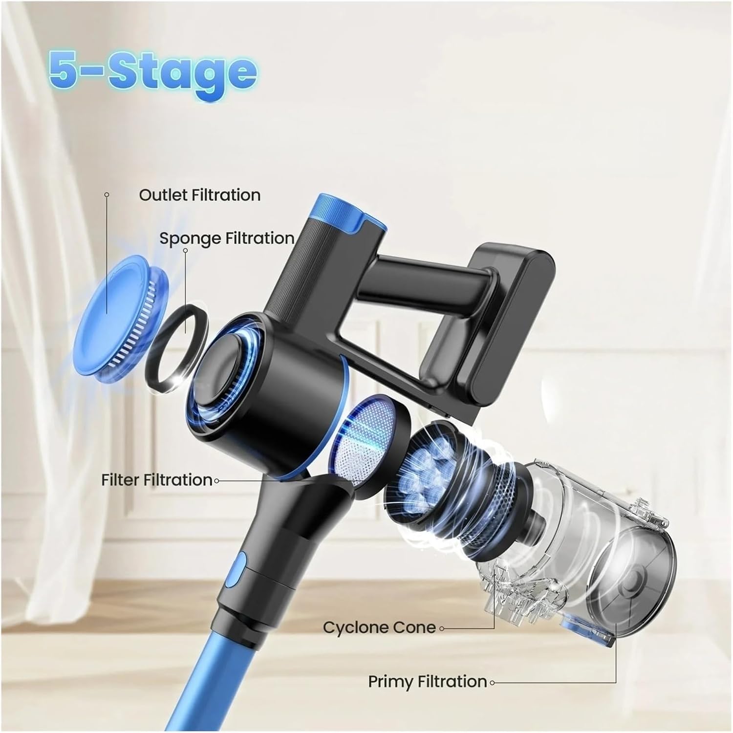 Cordless Vacuum Cleaner Lightweight Stick Vacuum with Powerful Suction 2200mAh 40 Mins Runtime for Home Cleaning Compatible with INSE N8(N8 Glod)