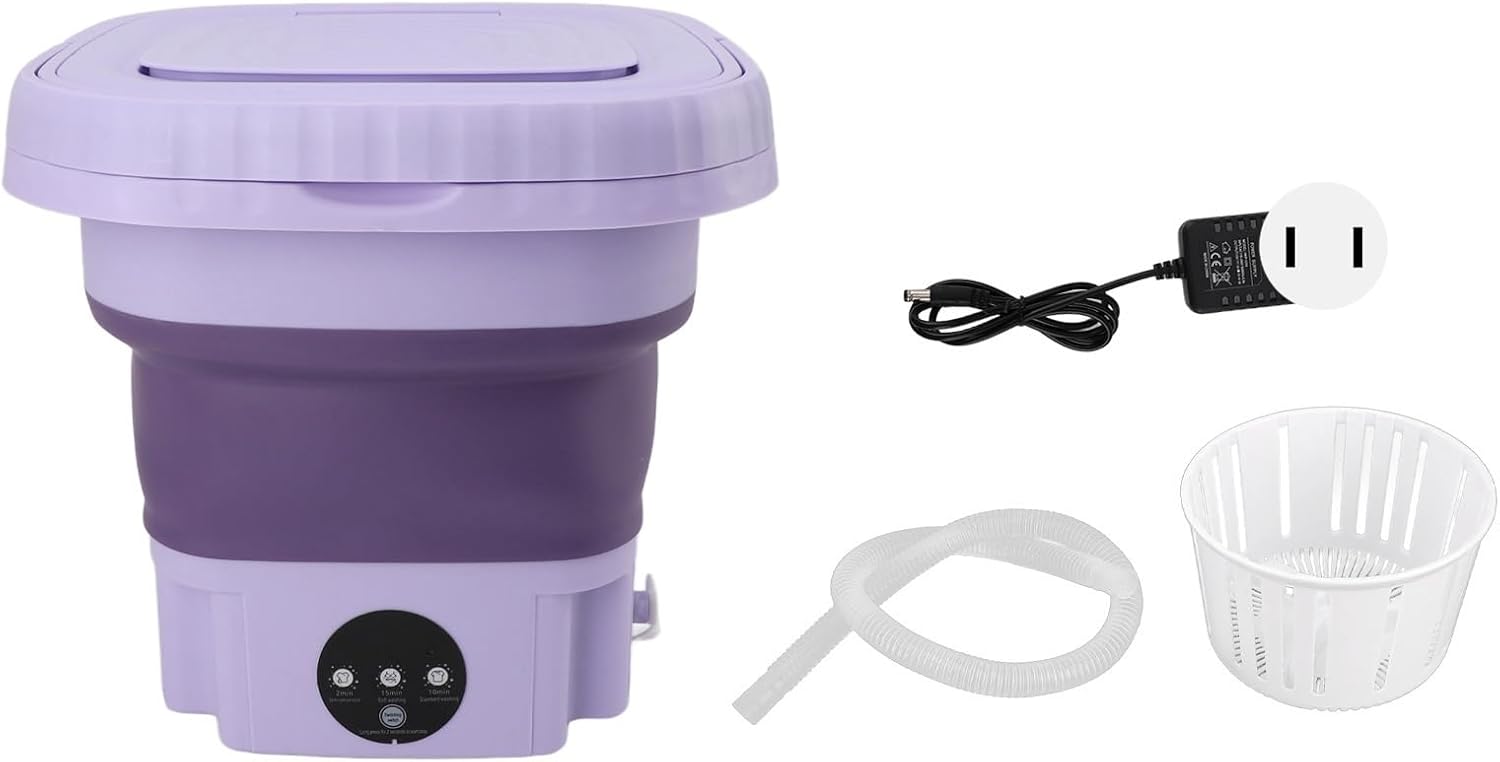 Portable Mini Foldable Washer Powerful Removal for RV Travel 110 to 240V (US Plug)