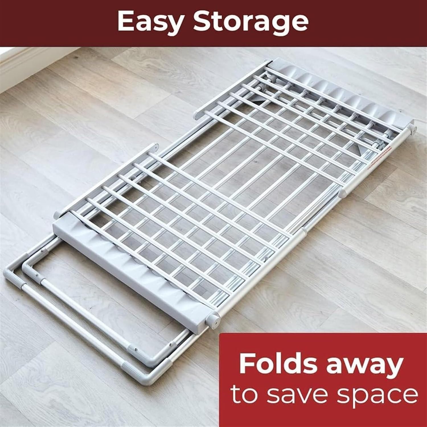 Foldable Clothes Airer, Laundry Drying Rack with 2 Side Wings, Folding Clothes Dryer Airer, 15kg Load Bearing, Standing Heating Clothes Horse