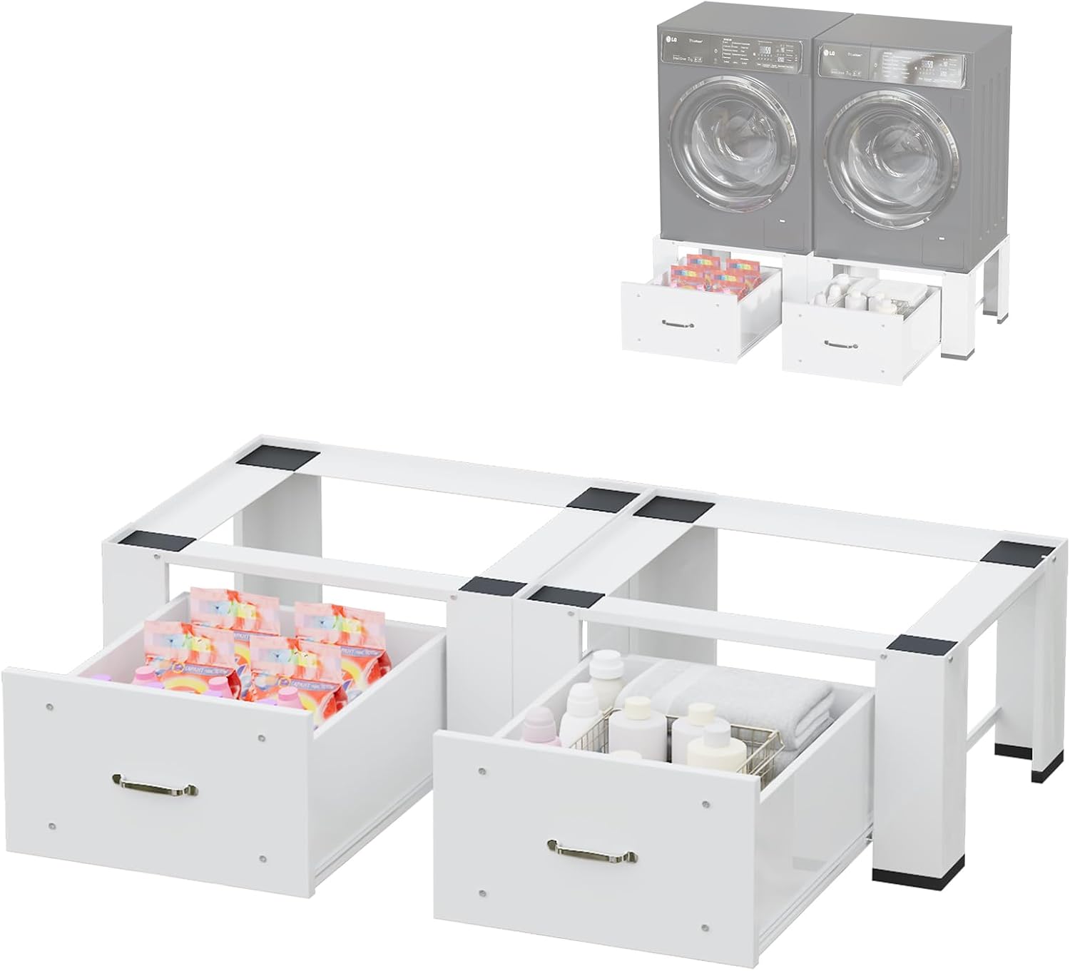 2 Pack Laundry Pedestal With Drawers, 25.2