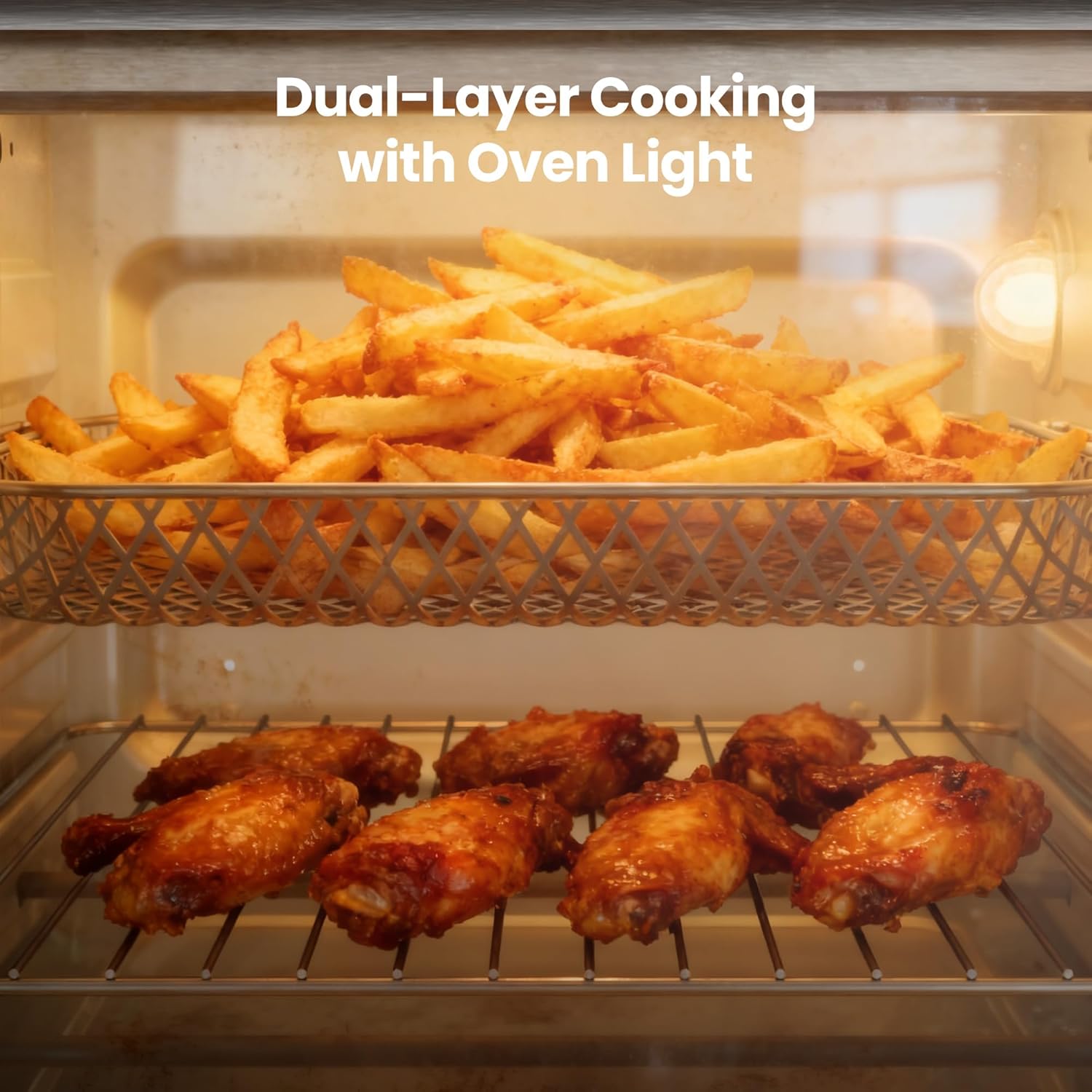 Kismile 18QT Air Fryer Toaster Oven Combo, 12-in-1 Countertop Convection Airfryer Oven, 70–450℉, Bake, Roast, Reheat & Broil, Fits 8-10″ Pizza, Includes Full Accessories, Stainless Steel (Silver)