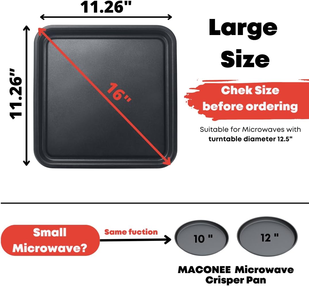 MACONEE 2-in-1 Microwave Cookware: Frying Pan Skillet with Grill & Crisper Pan and Bacon Crisping Tray - For Frying, Grilling, and Crisping Foods