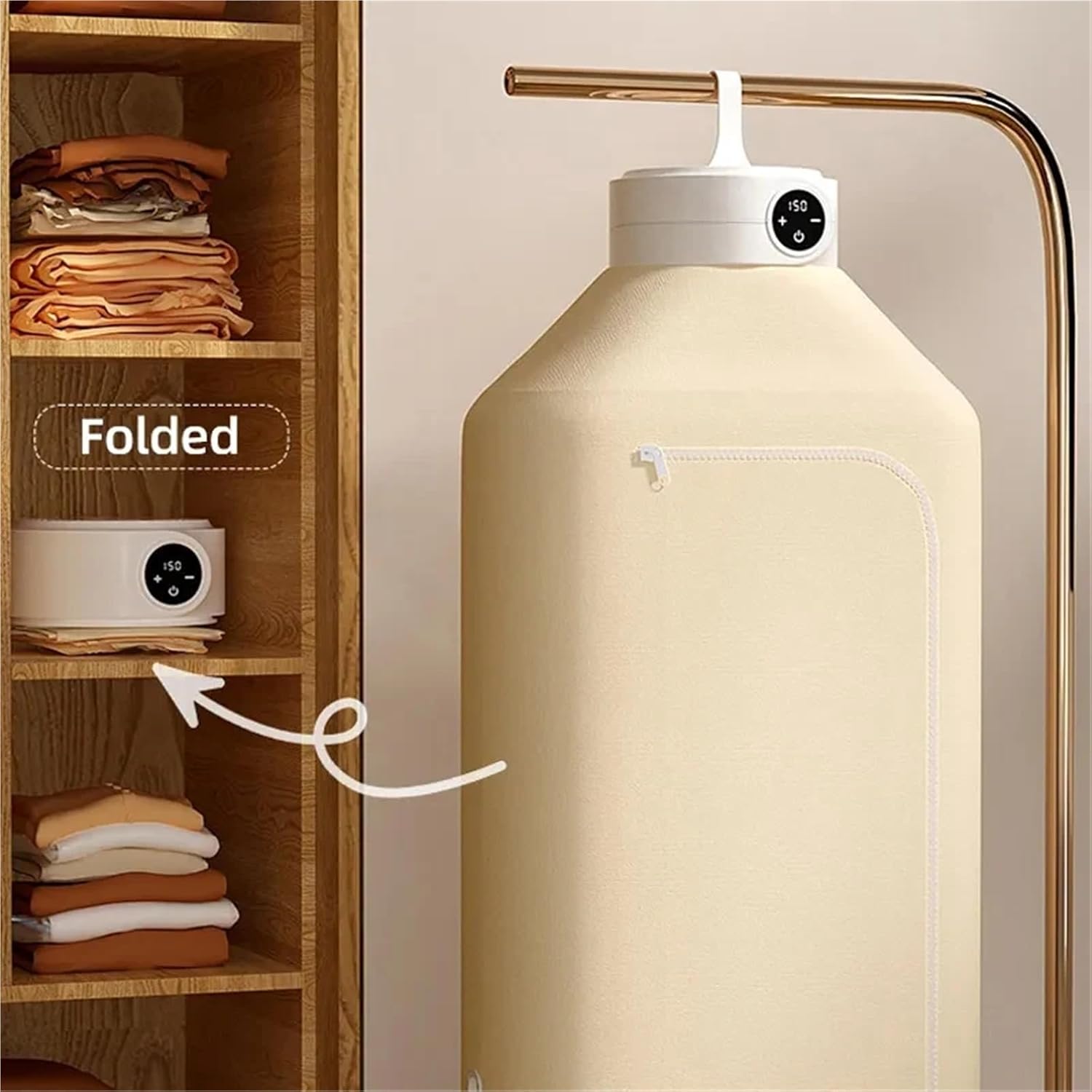 Portable Clothes Dryer, LED Digital Display Temperature Control Clothes Dryer,for Travel,Apartment(Gray)