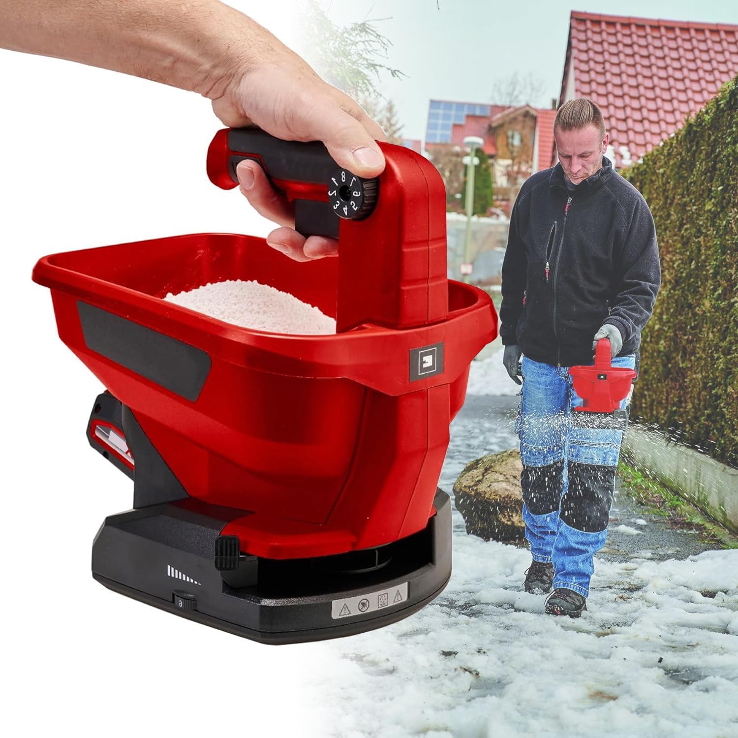 18V Cordless Spreader - Adjustable Scatter Width + Variable Flow Rate, for Fertilizer, Salt and Grit - 2000Mah Battery Powered, Lawn Feed Spreader