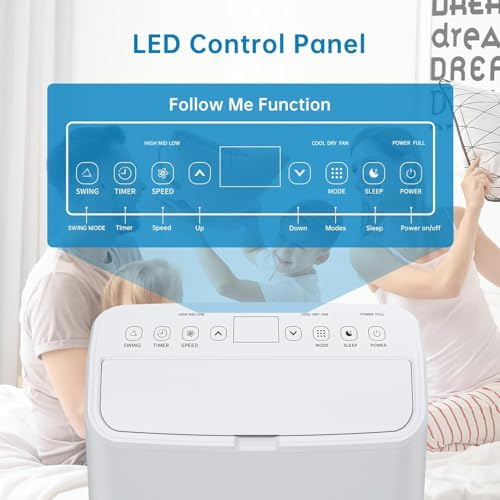 Portable Air Conditioner 14000 BTU for 750 Sq Ft 3-In-1 AC Unit with Cooling/Dehumidifier/Fan Modes, Remote, 24H Timer & Installation Kit for Home/Office/Dorm