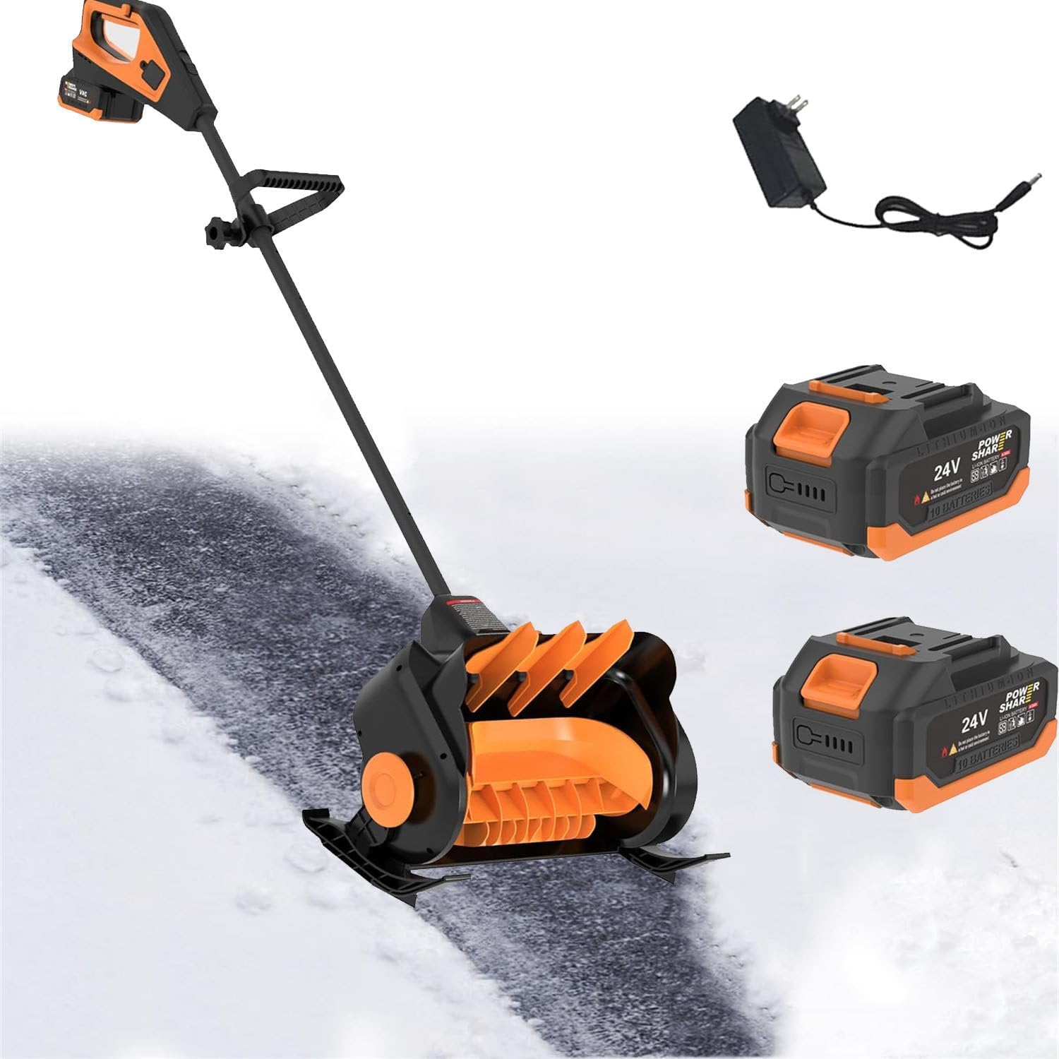 16 Inch Cordless Snow Shovel, Battery Powered Snow Blower with Directional Plate,Electric Snow Shovel with Adjustable Front Handle,for Driveway,2Battery