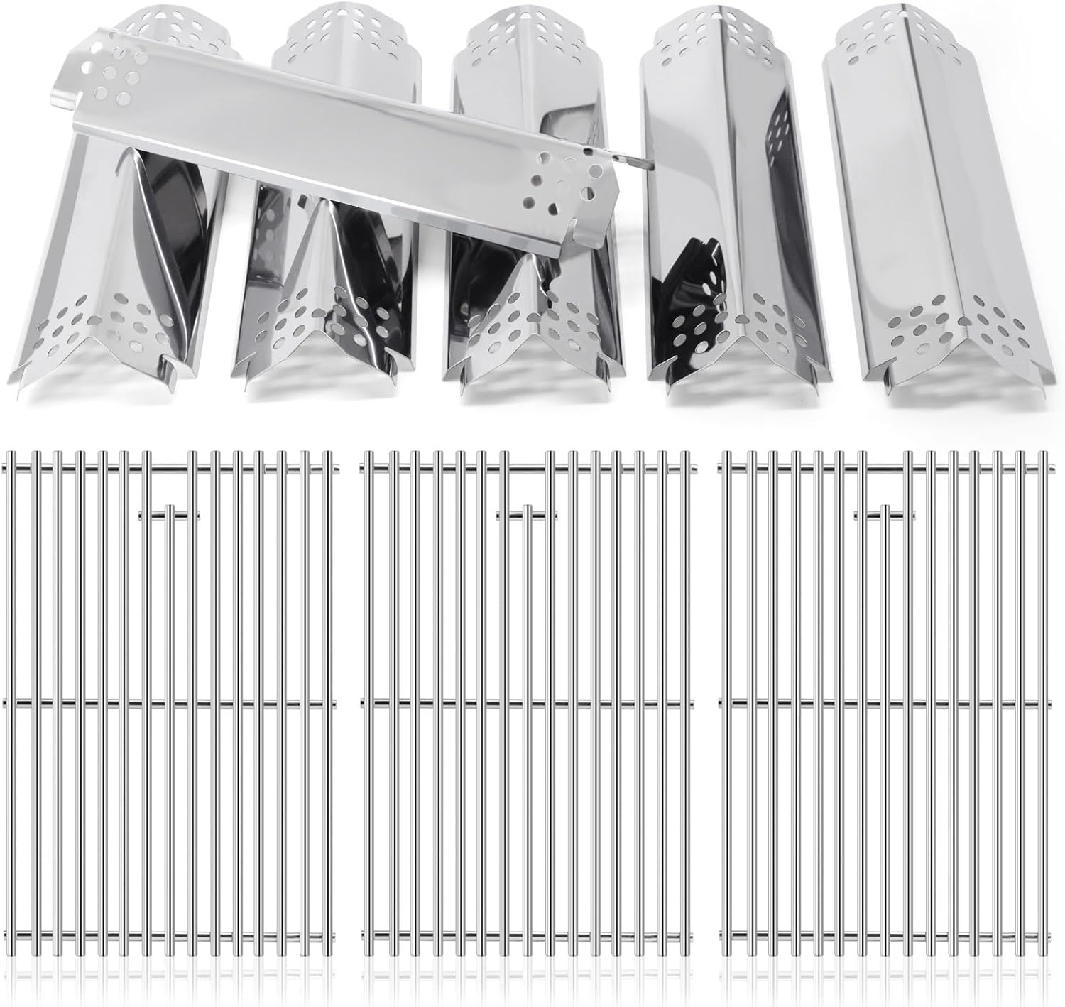 Criditpid Grill Replacement Parts for Nexgrill 6 Burner 720-0896B 720-0896 720-0898 720-0896E 730-0896 720-0896C, Grill Grates and Heat Plates Shield for Nexgrill Replacement Parts 6 Burner 720-0896B.