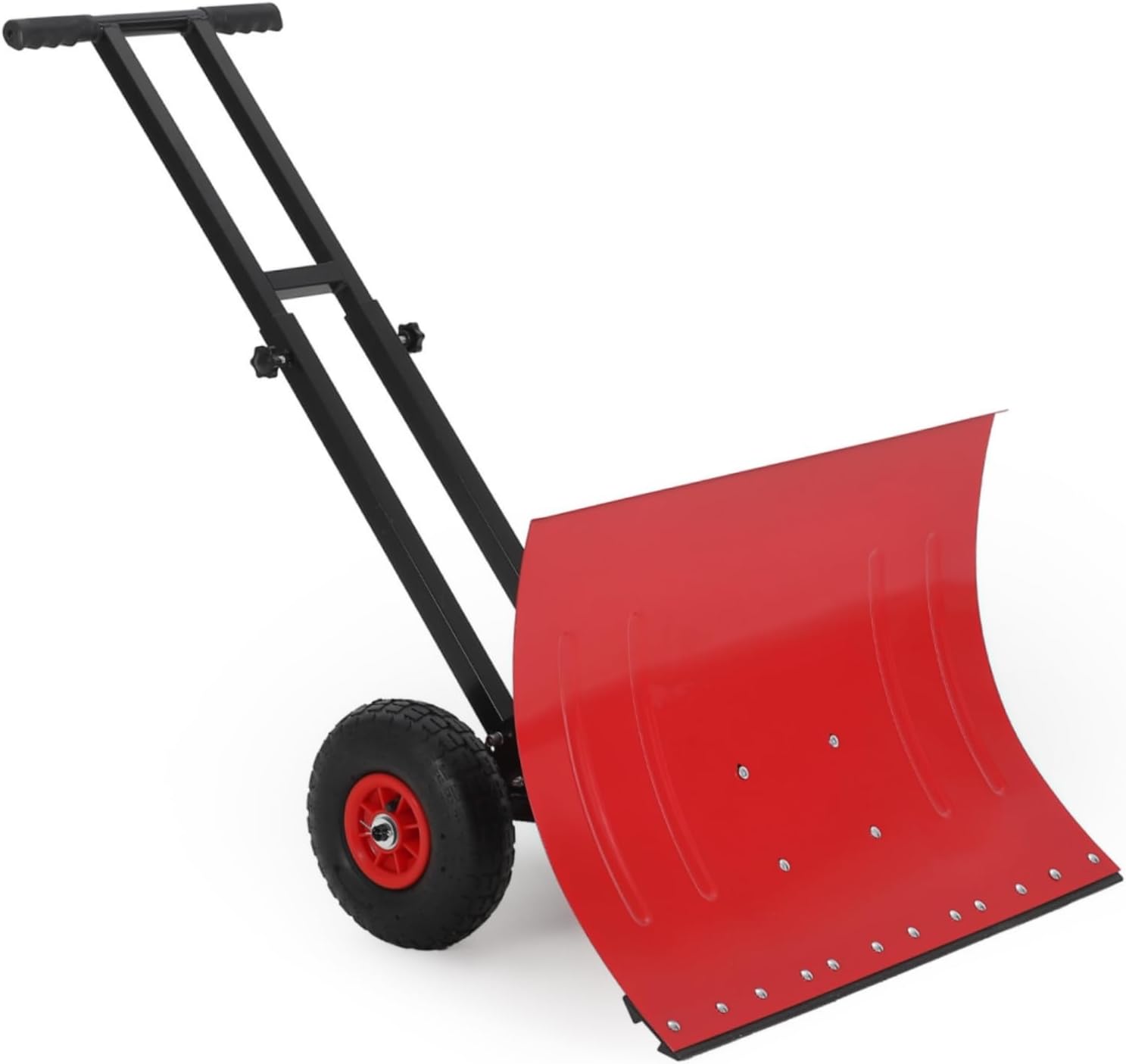 29x19.8 in Rolling Snow Shovel on Wheels, Heavy Duty Metal Snow Shovel with 5-Position Angled Blade & Adjustable Handle, Ergonomic Design for Driveway, Doorway, Sidewalk, Pavement