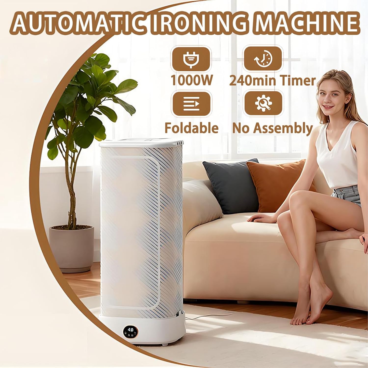 1000W Automatic Ironing and Folding Machine, Automatic Ironing Machine Portable Dryer with Intelligent Timing and Remote Control, for Home, Laundry and Dormitories