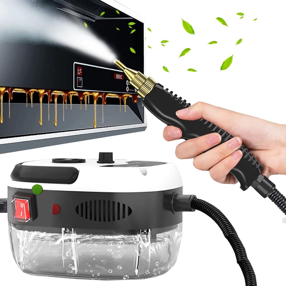 High Pressure Steam Cleaner, Handheld High Temp Fast Heating Portable Cleaning Machine, for Home Use Grout Tile Car Detailing Kitchen Bathroom with 3 Brush Heads
