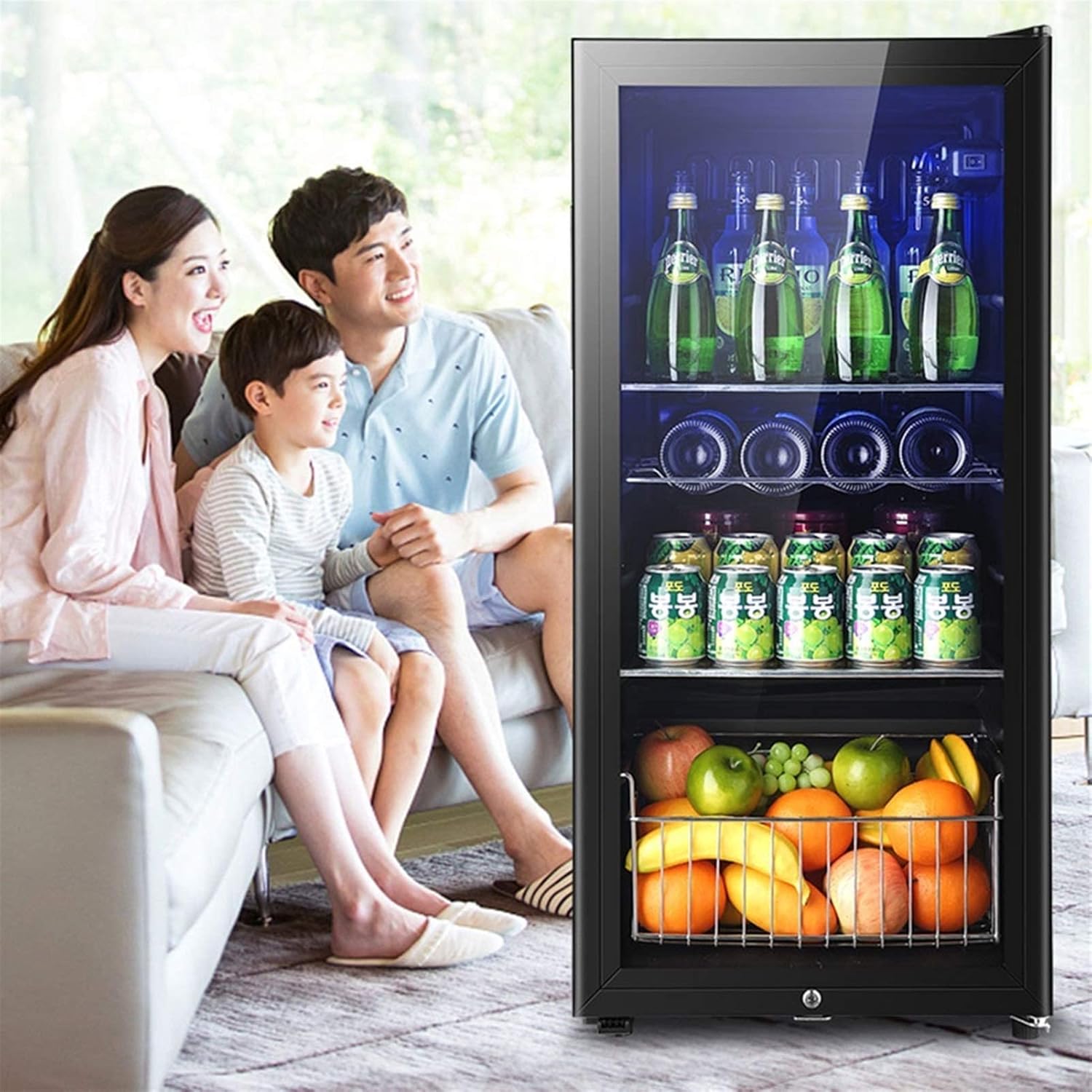 CompressorWine Cabinet Refrigerator, Large Independent Wine Cellar, Adjustable Refrigerator, Energy-Saving Silent Beverage Cooler, Glass Door