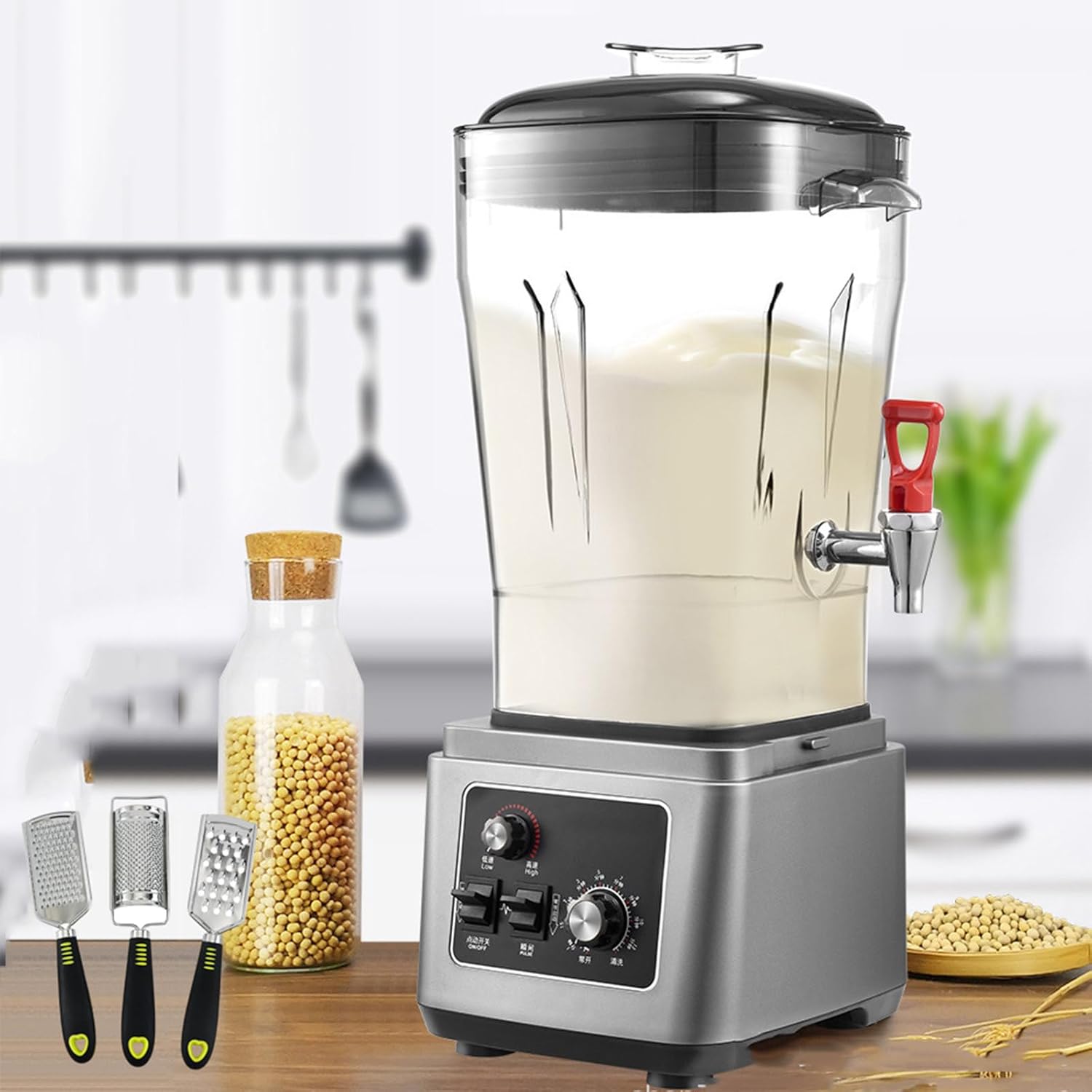 Food Blender And Grinder 45000rpm | Electric Kitchen Mixer Soy Milk Machine 11l/15l/19l | Smoothie Blender 7 Speed Control | Fully Automatic Filter Free,15L