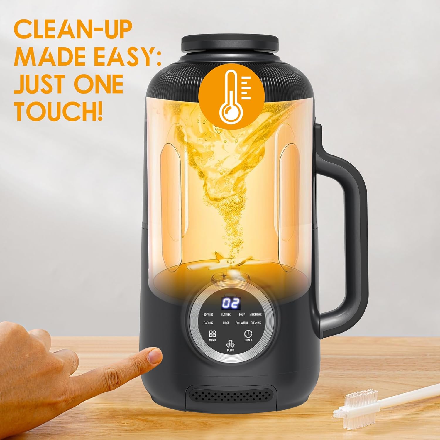 8-in-1 Nut Milk Maker, 40oz Blender Homemade Almond, Oat, Soy, Coconut Milk, Juice & Soup, Electric Bean Milk Machine with Delay Start/Auto-Clean/Boil Water/Keep Warm (Black)