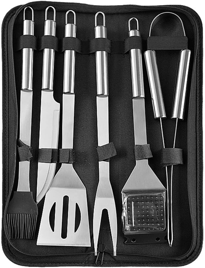 Barbecue Tool Set, Outdoor Barbecue Accessories, Portable Car Barbecue Tools, Multi-Function Barbecue Combination, Barbecue Equipment with Hanging Hole Design (White)