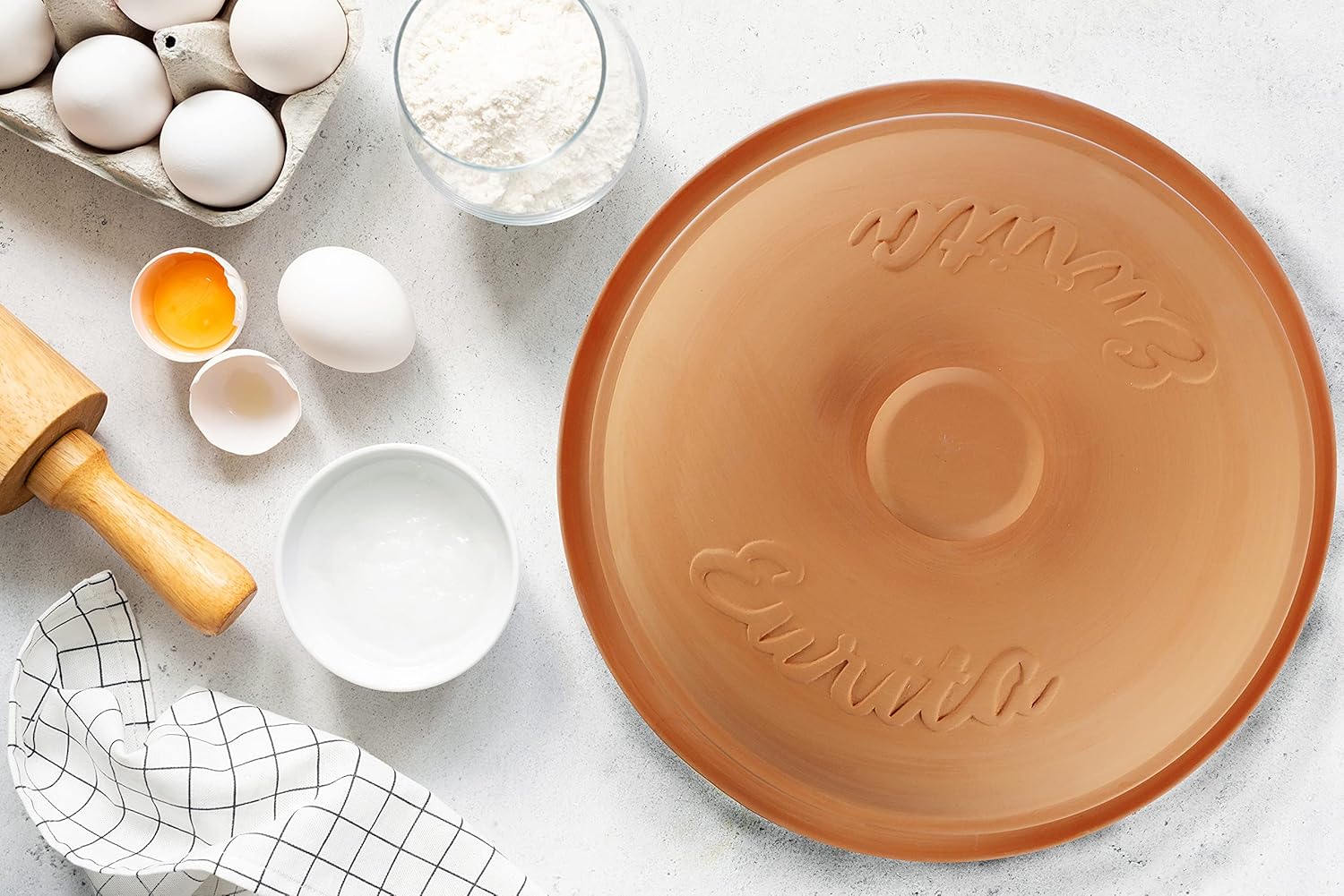 RestonLloyd Eurita 4 Quart Terracotta Clay Non Stick Dutch Oven – Natural, Lead Cadmium‑Free, Oven & Microwave Safe, Rustic Slow-Cooker Pot Roasting & Casseroles, Healthy cooking with recipe guide