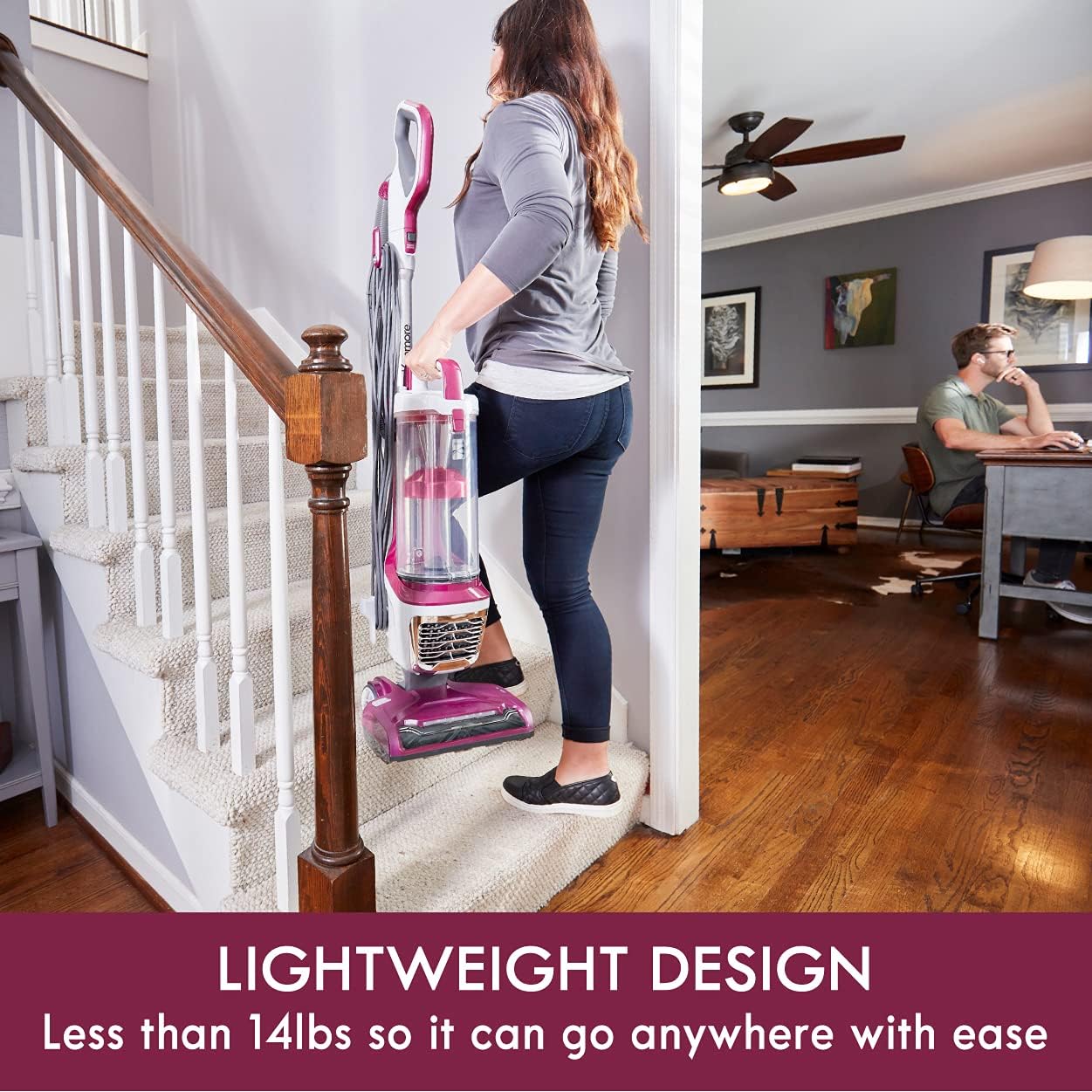 Kenmore DU5092 Bagless Upright Vacuum Lift-Up Carpet Vacuum Cleaner 2-Motor Power Suction with Hair Eliminator Brushroll, Pet Handi-Mate, 2L, Wine W/Lift-up Design