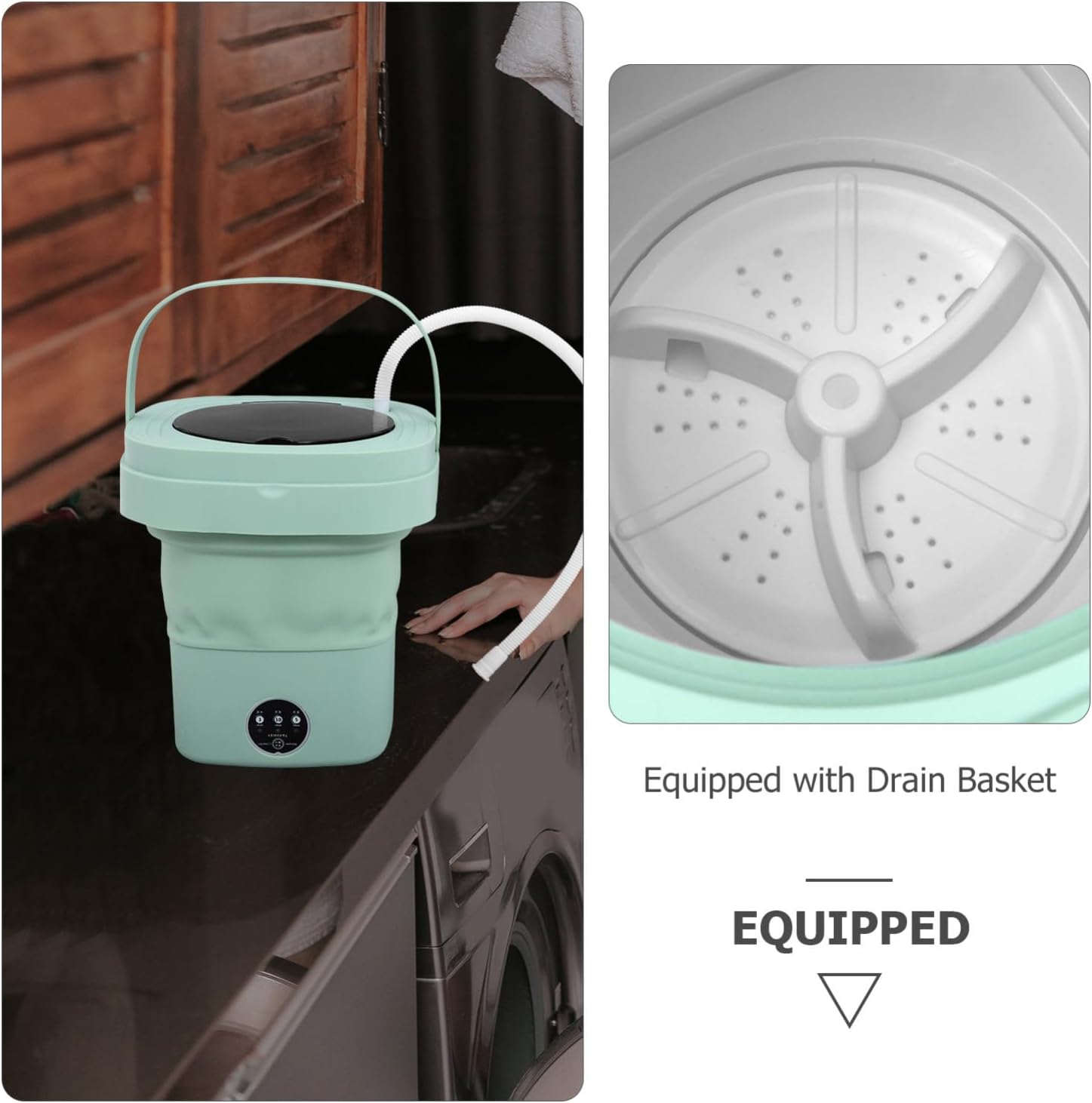 Portable Mini Folding Washing Machine for Travel Compact Capacity Drain Basket for Small Loads Rvs Apartments and Camping Use