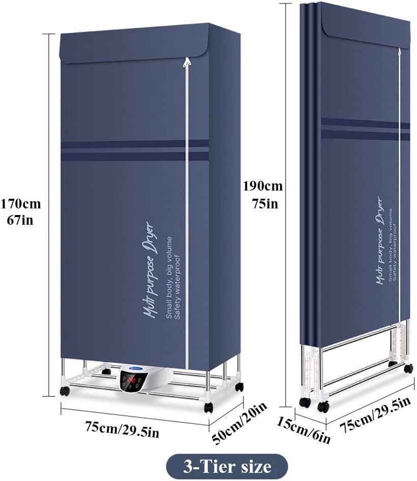 Portable Electric Clothes Dryer Airer,Apartment Clothes Dryer Machine,2300W Foldable Heater Laundry Drying Rack with Remote Control Adjustable Timer Low Noise for House Living Room The New