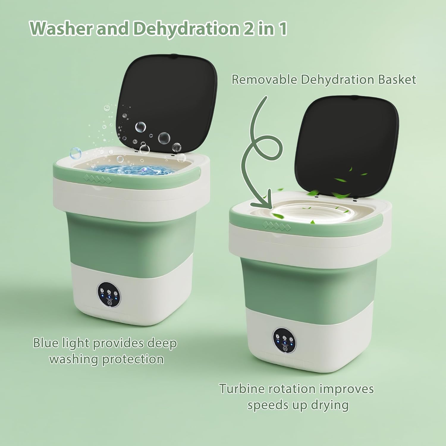 Portable Washing Machine, 17L Foldable Portable Laundry Machine and Spinner for Baby Clothes, Underwear, Socks with 3 Modes Deep Cleaning,Mini Washer for Travel, Dorms, Camping
