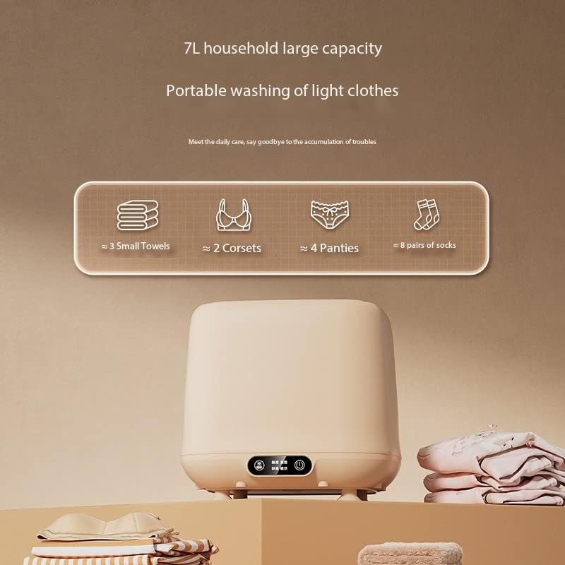 Portable Washing Machine, 220V Mini Fully Automatic Elution Integrated 7L Large-Capacity Washing Machine, Small Underwear and Socks Washing Machine