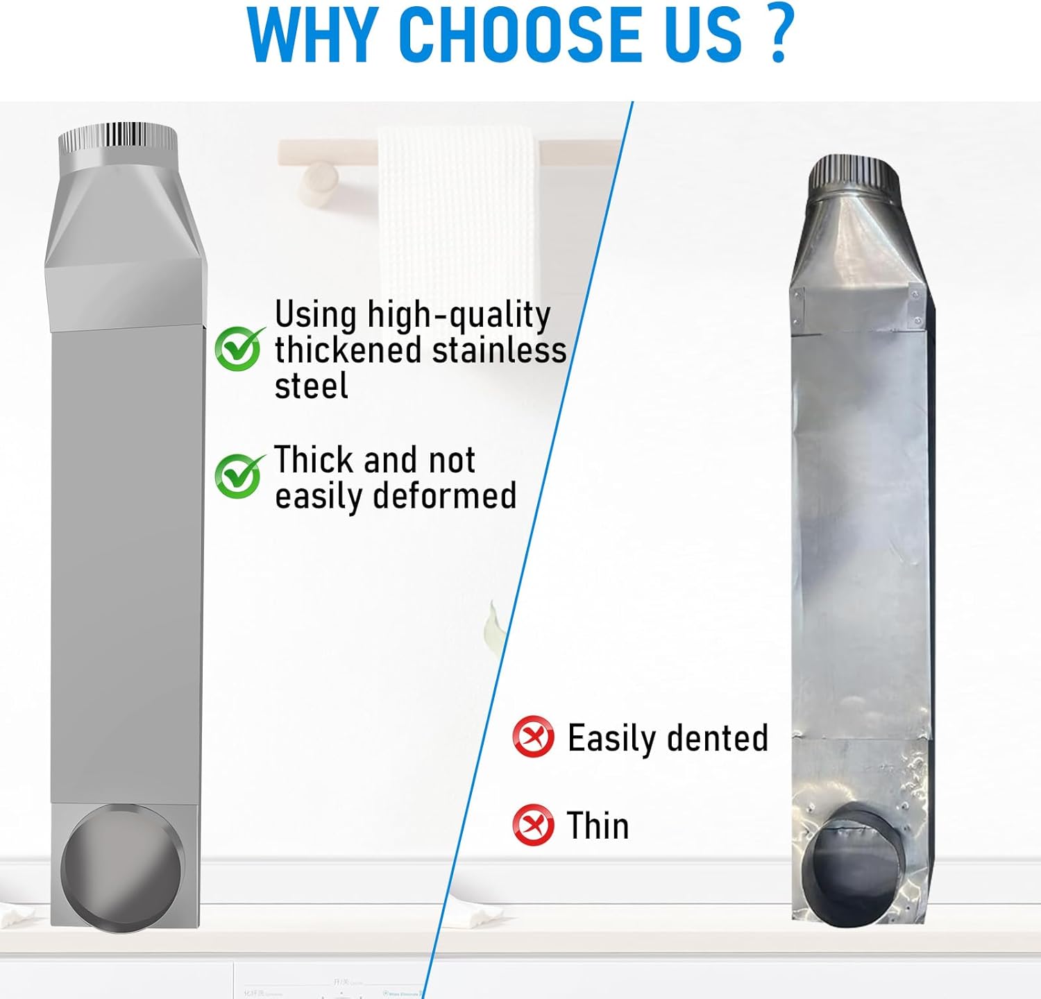 UD48S 4 in stainless steel Dryer Vent Duct 90 Degree Inlet Straight Outlet for Whirlpool Dundas Jafine Lambro Genuine OEM Telescoping Vent Kit 26 To43 in Suitable for all 4in outlets dryer vent