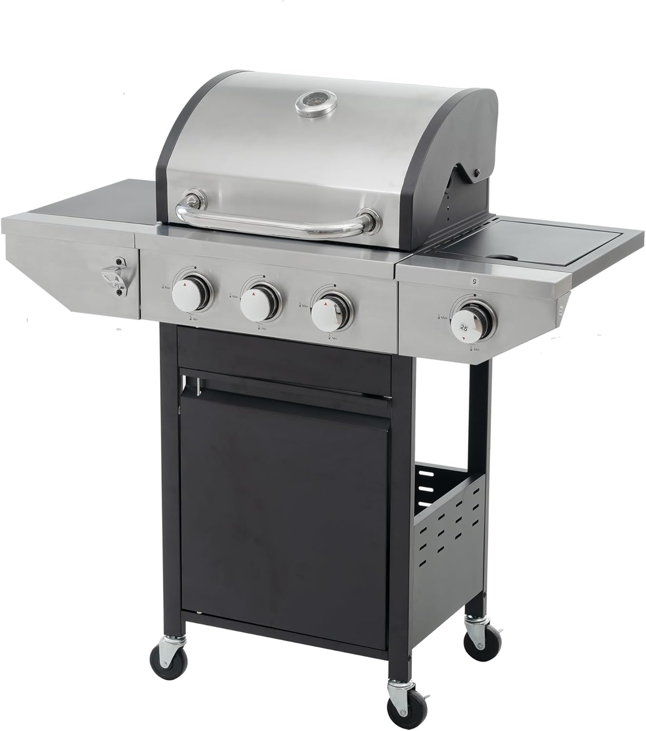 Morhome Propane Grill 3 Burner Barbecue Grill Stainless Steel Top Griddle Grill Station for Kitchen, Camping, Outdoor, Tailgating