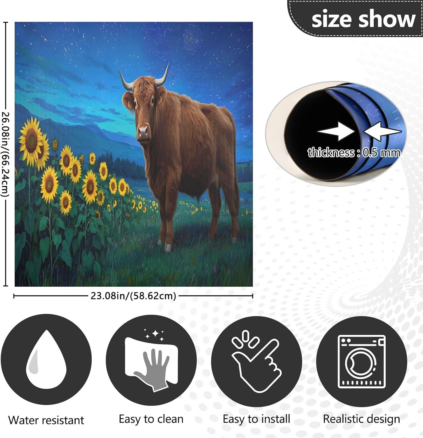 Dishwasher Magnet Cover Large Magnetic Stickers Highland Cattle Sunflower Sky Front Dishwasher Cover Reusable Decal for Home Kitchen Anti-Scratch Refrigerator Decorative Lid Washing Machine Laundry 23