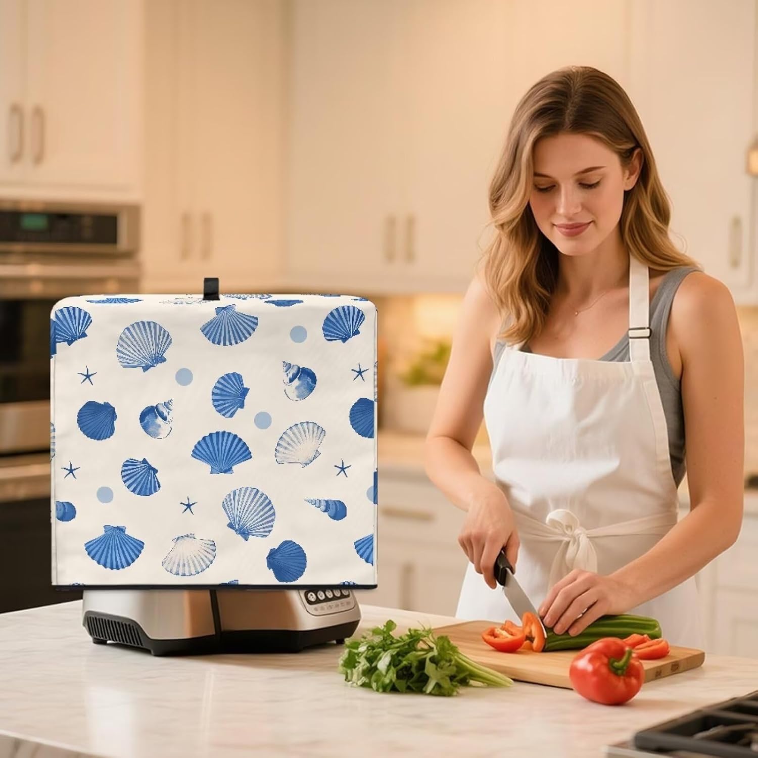 Shell Kitchen Appliance Covers – Blender Dust Cover with Floral Prints, Fits Most Juicers & Stand Mixers, Foldable & Machine Washable, Home Kitchen