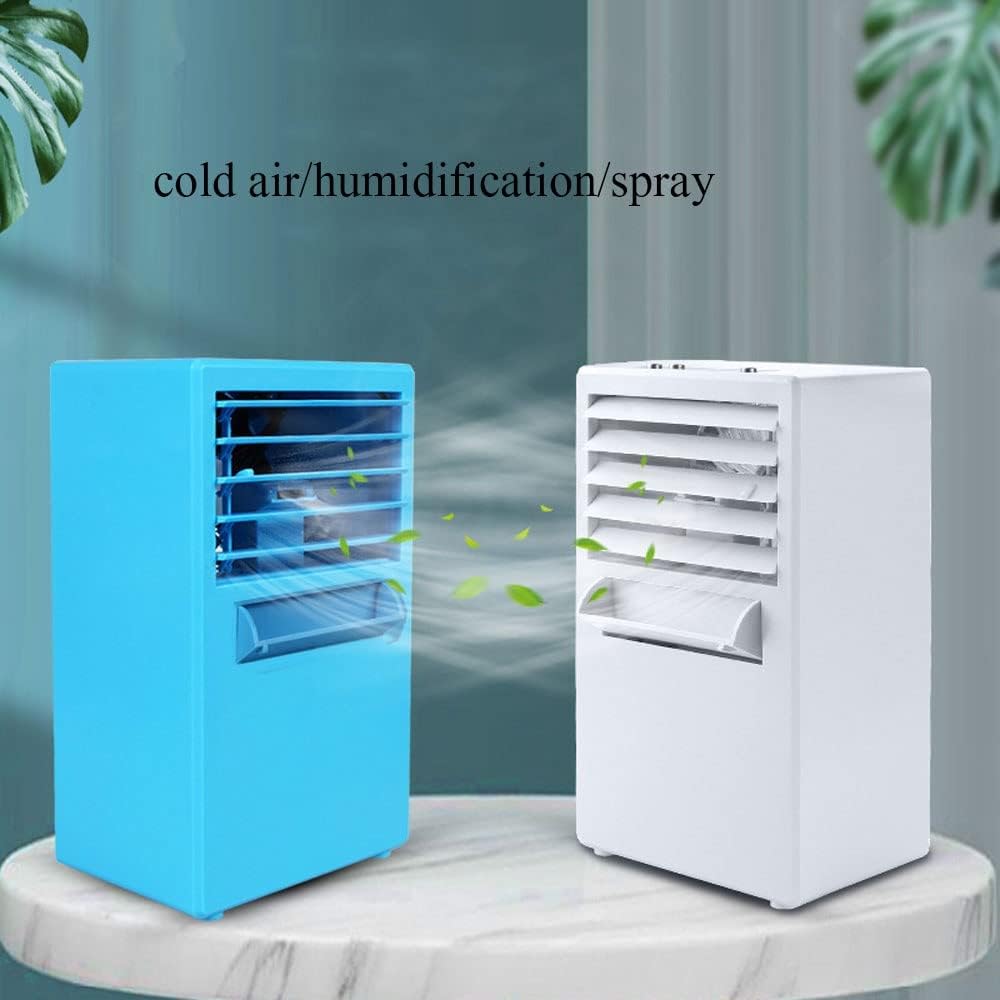 Mini Air Conditioners, Personal Mini Air Conditioner with 3-Speed, Evaporative Air Cooler, Portable Ac Unit Fan for Room, Bedroom, Office (Color : Blue)