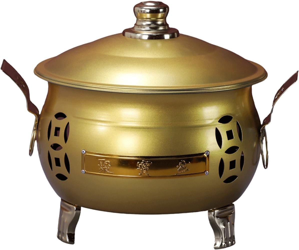 Outdoor Burn Barrel, Incinerator with Lid, Metal Fire Pit, Double Handle Trash Burning Containers, for Burning Garbage Leaves(Gold,35cm/14in)