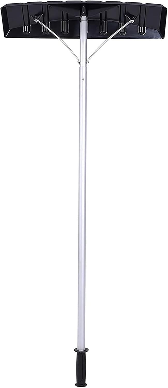 Snow Shovels Snow Shovel, Telescopic Pole Roof Rake Snow Removal System, Aluminum Head Used to Remove Roof Snow Accumulators are Often Suitable for Snow/Leaf/Debris Removal Tools, Black