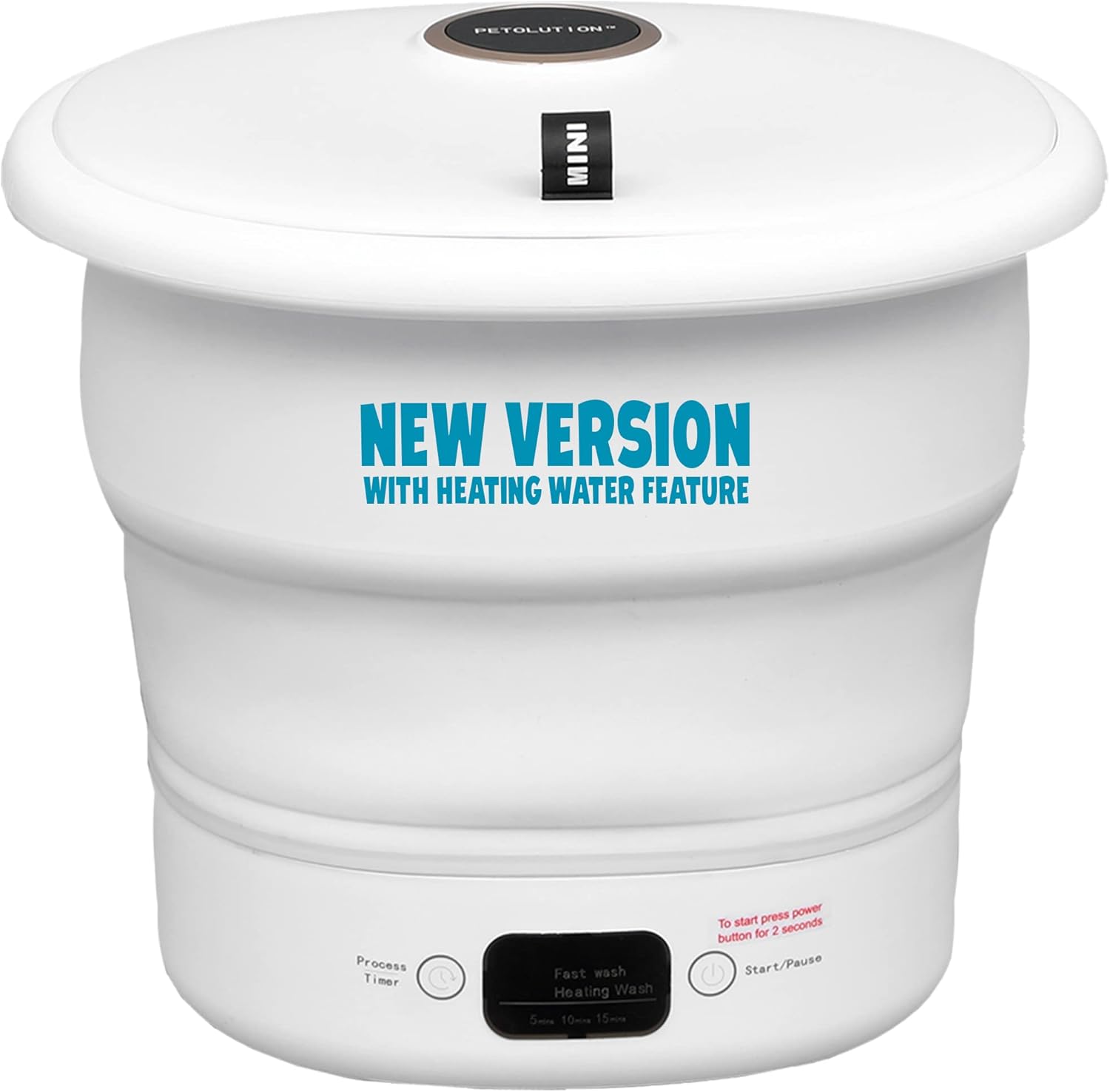 Mini Portable Washing Machine - Small Foldable Bucket Washer for Clothes- For Camping, RV, Travel, Small Spaces. (White)