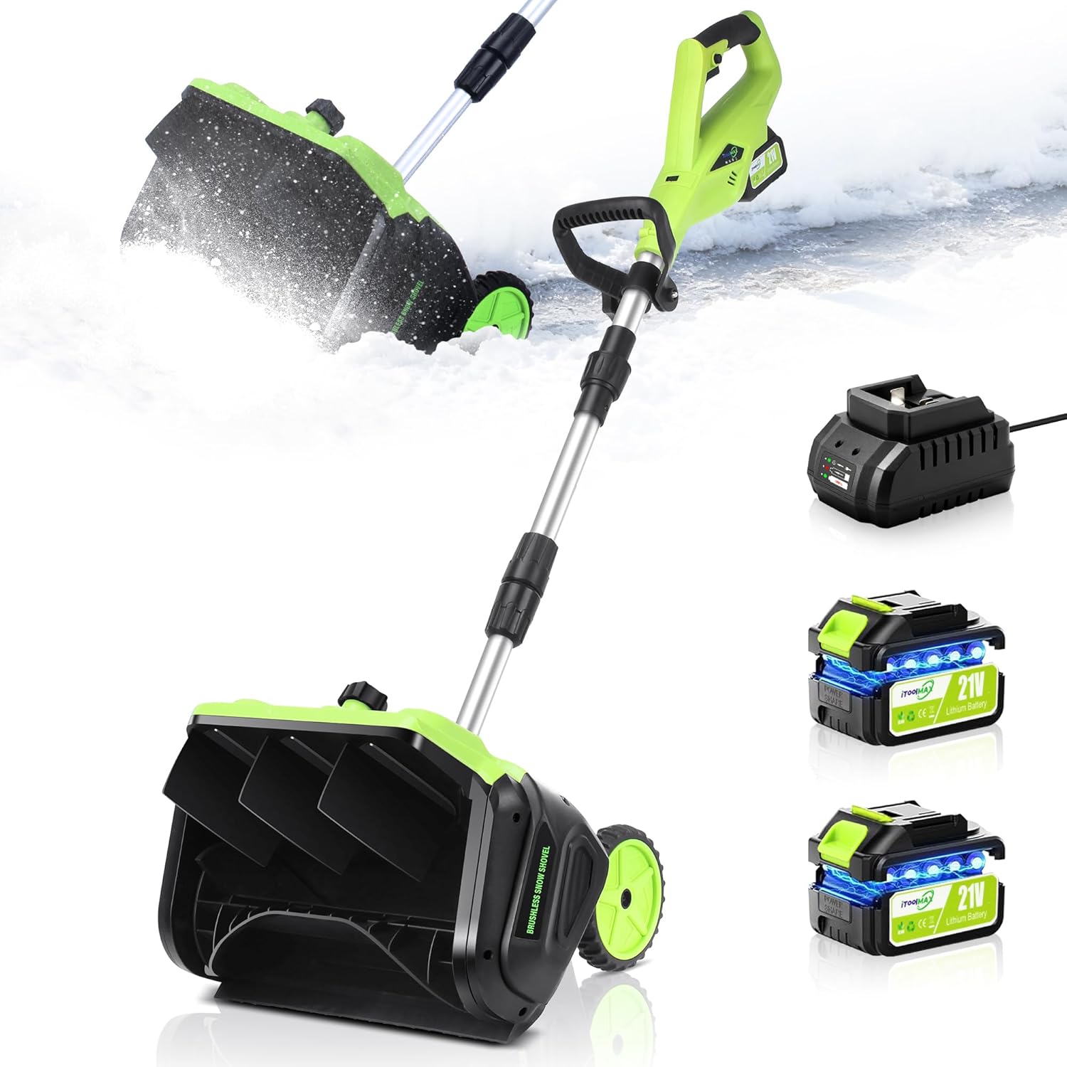 Cordless Snow Shovel with Wheels, 16