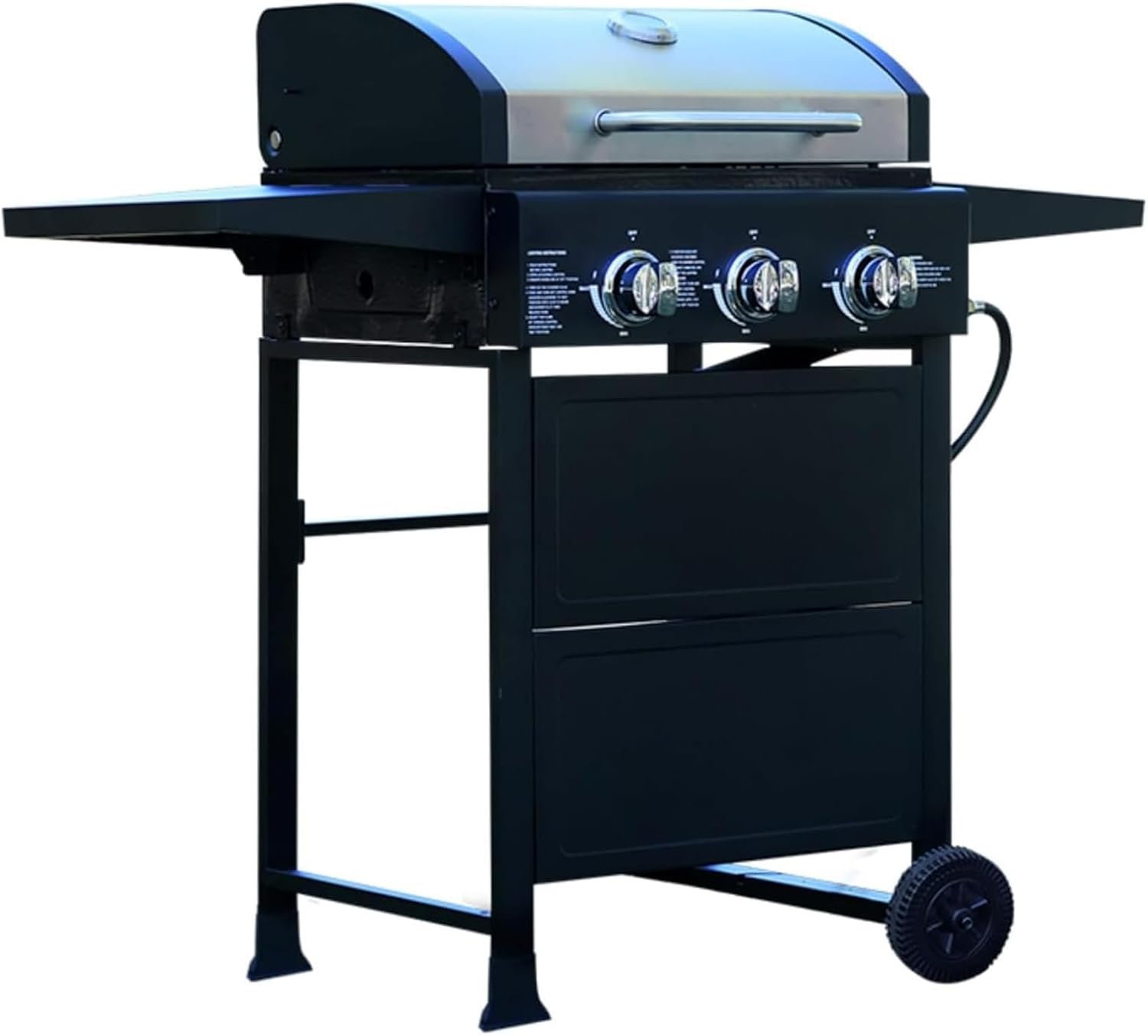 outdoor propane Grill 3 Burner gas grill, outside grill 30,000 Btu Gas bbq grill Built-In Accurate Thermometer. Asadores de gas for PatioGarden Barbeque With Foldable side table.