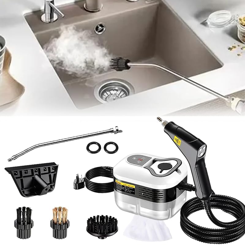 Saker Handheld Steam Cleaner,2026 Upgraded Portable Steamer for Cleaning, 2500W High Pressure 229°F/105°C, Includes Nozzle&3 Brushes-Home Dirt, Tile, Car, Kitchen (Dual Control (Handle+Machine)-White)